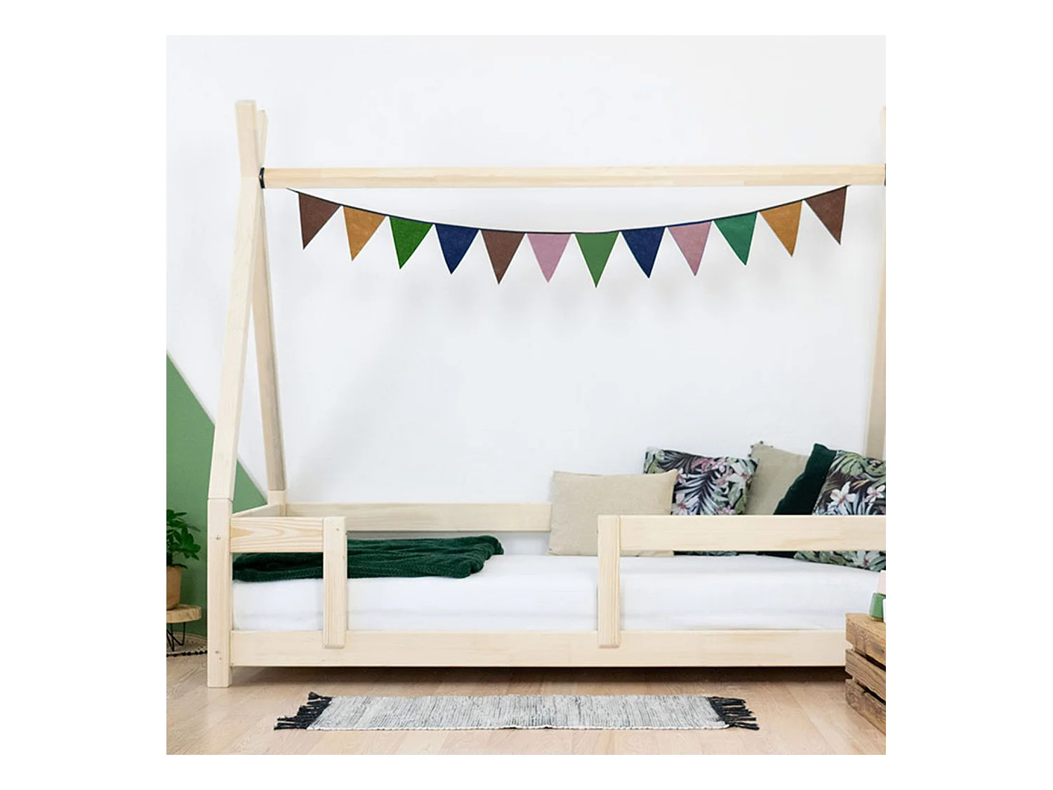 Lit cabane enfant NAKANA 120 x 190 rouge brique