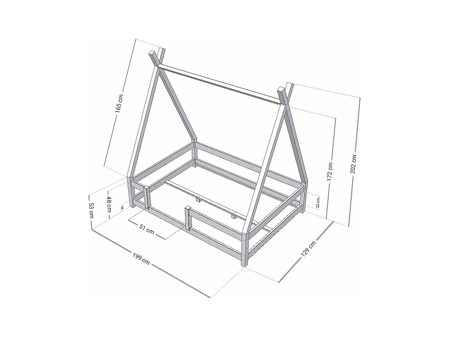 Lit cabane enfant NAKANA 120 x 190 rouge brique