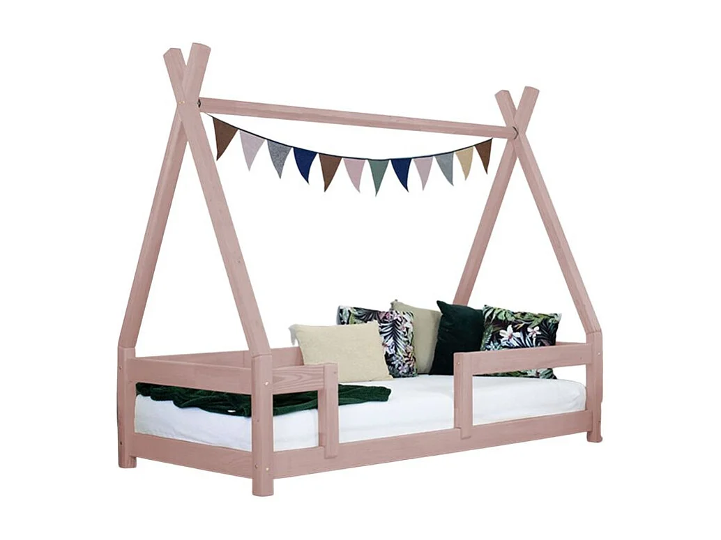 Lit cabane enfant NAKANA 90 x 190 rose pastel