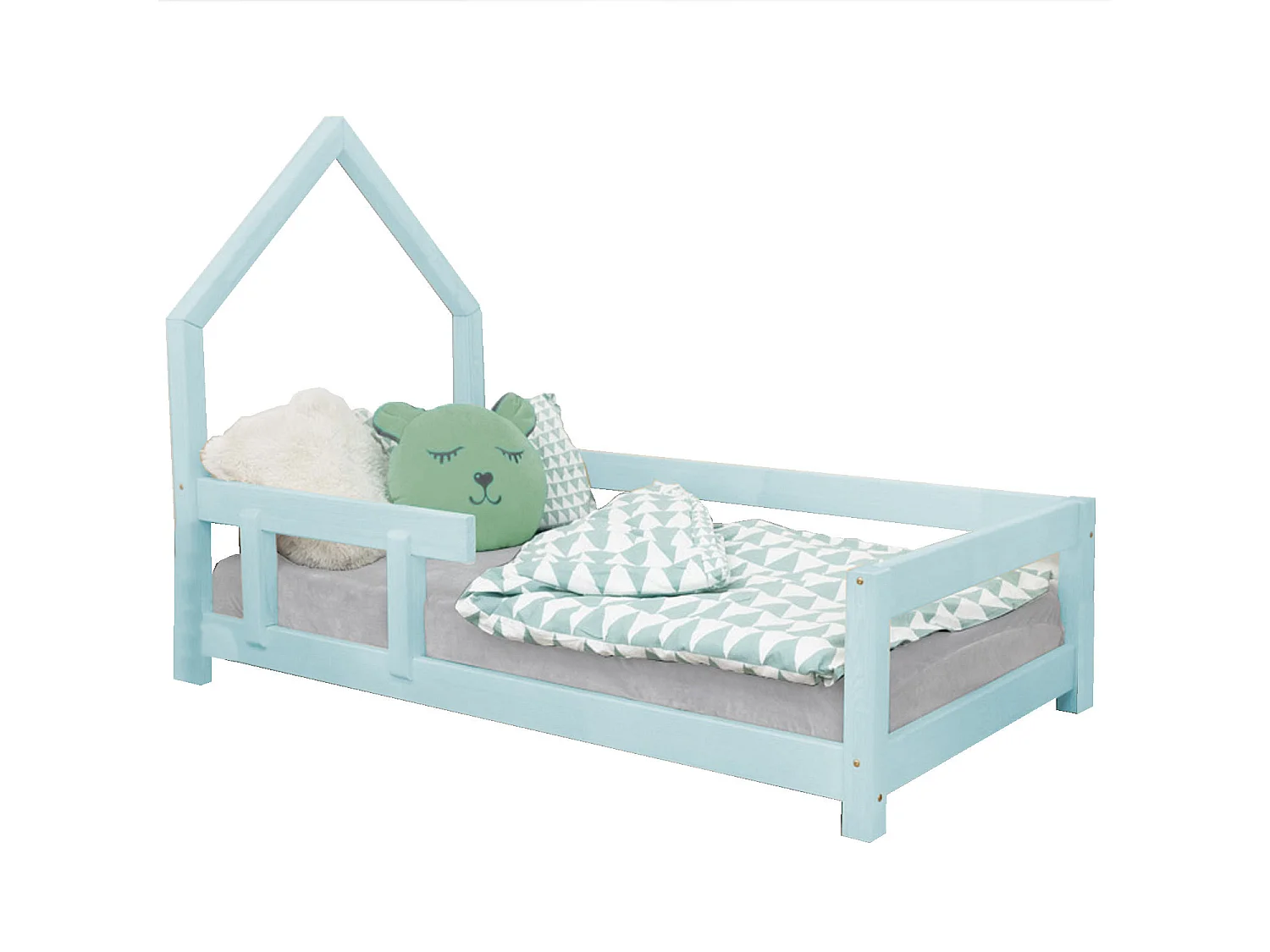 Lit cabane enfant POPPI 80 x 160 bleu clair 2