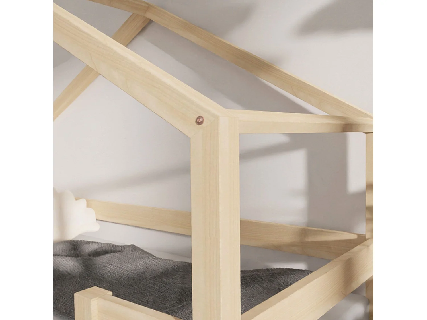 Lit cabane enfant LUCKY 90 x 200 gris clair