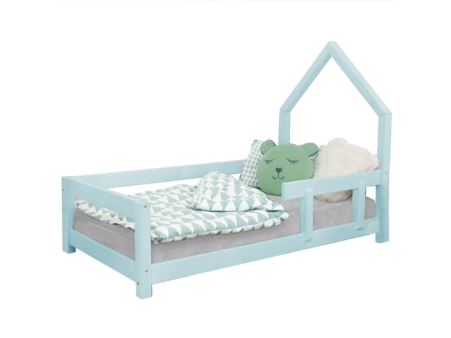 Lit cabane enfant POPPI 140 x 200 bleu clair 1