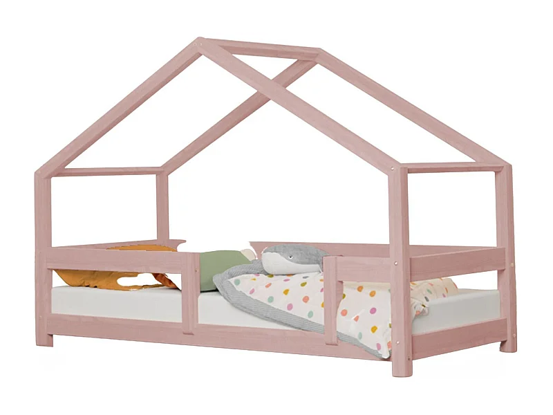 Lit cabane enfant LUCKY 90 x 160 rose pastel