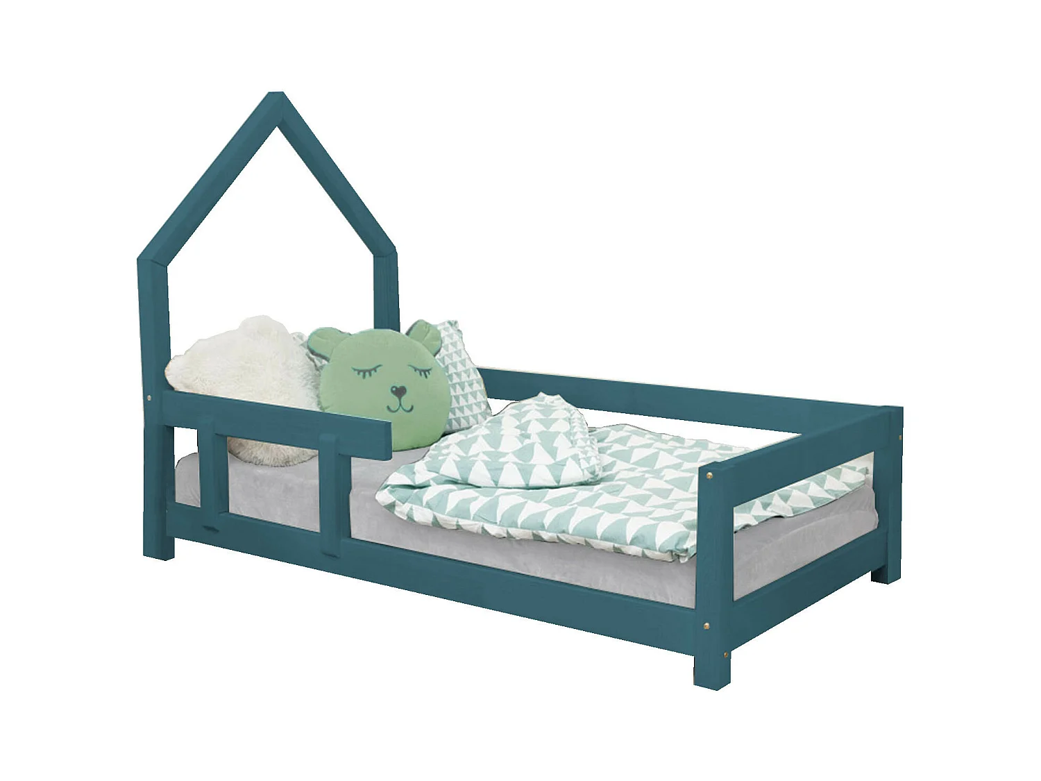 Lit cabane enfant POPPI 80 x 160 vert pétrole 2