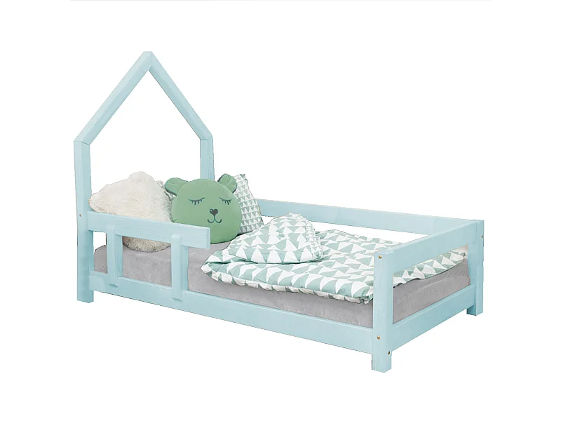 Lit cabane enfant POPPI 120 x 190 bleu clair 2