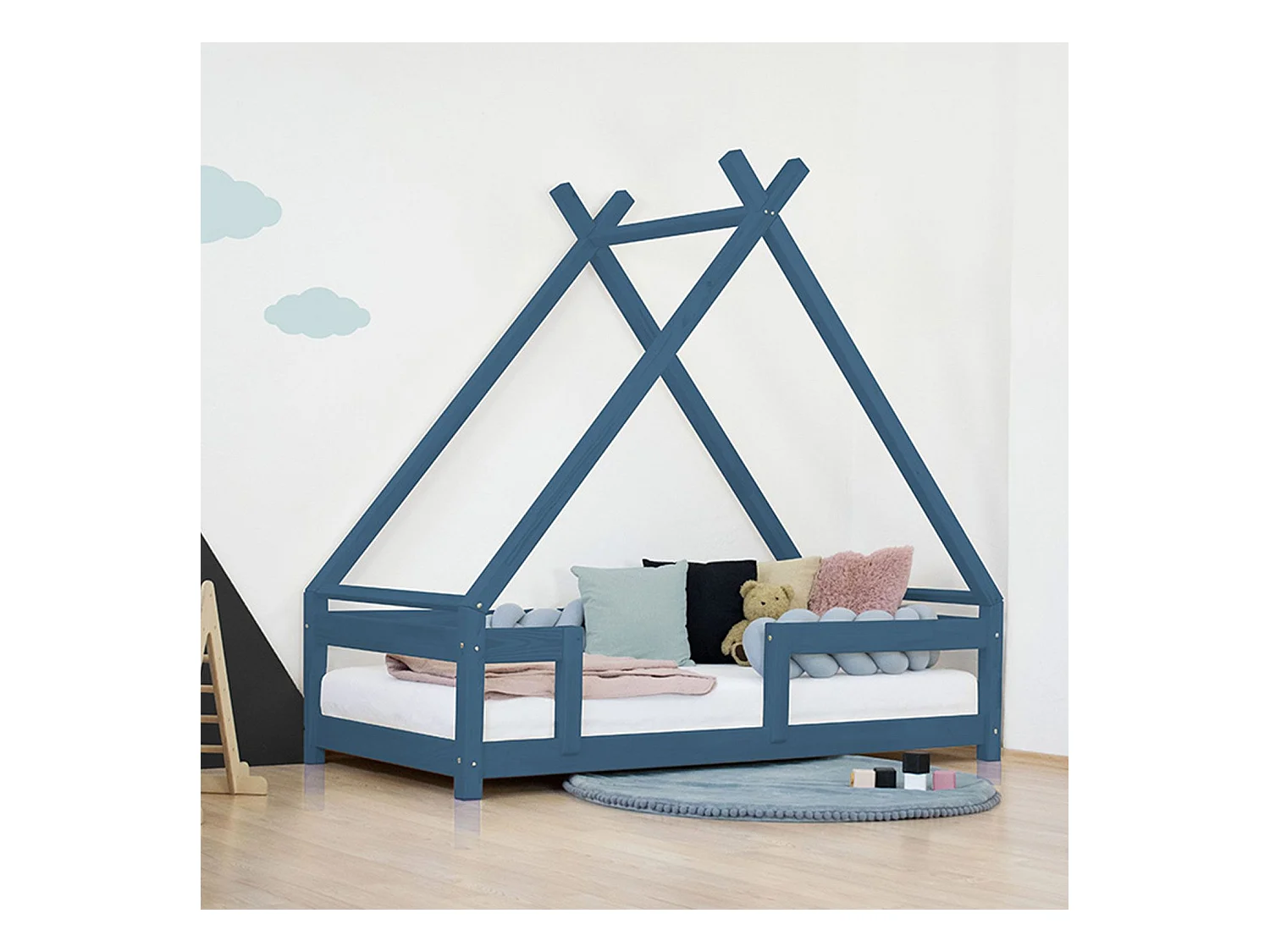 Lit cabane enfant TAHUKA 120 x 180 bleu marine