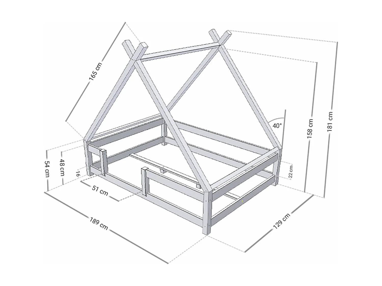 Lit cabane enfant TAHUKA 120 x 180 bleu marine