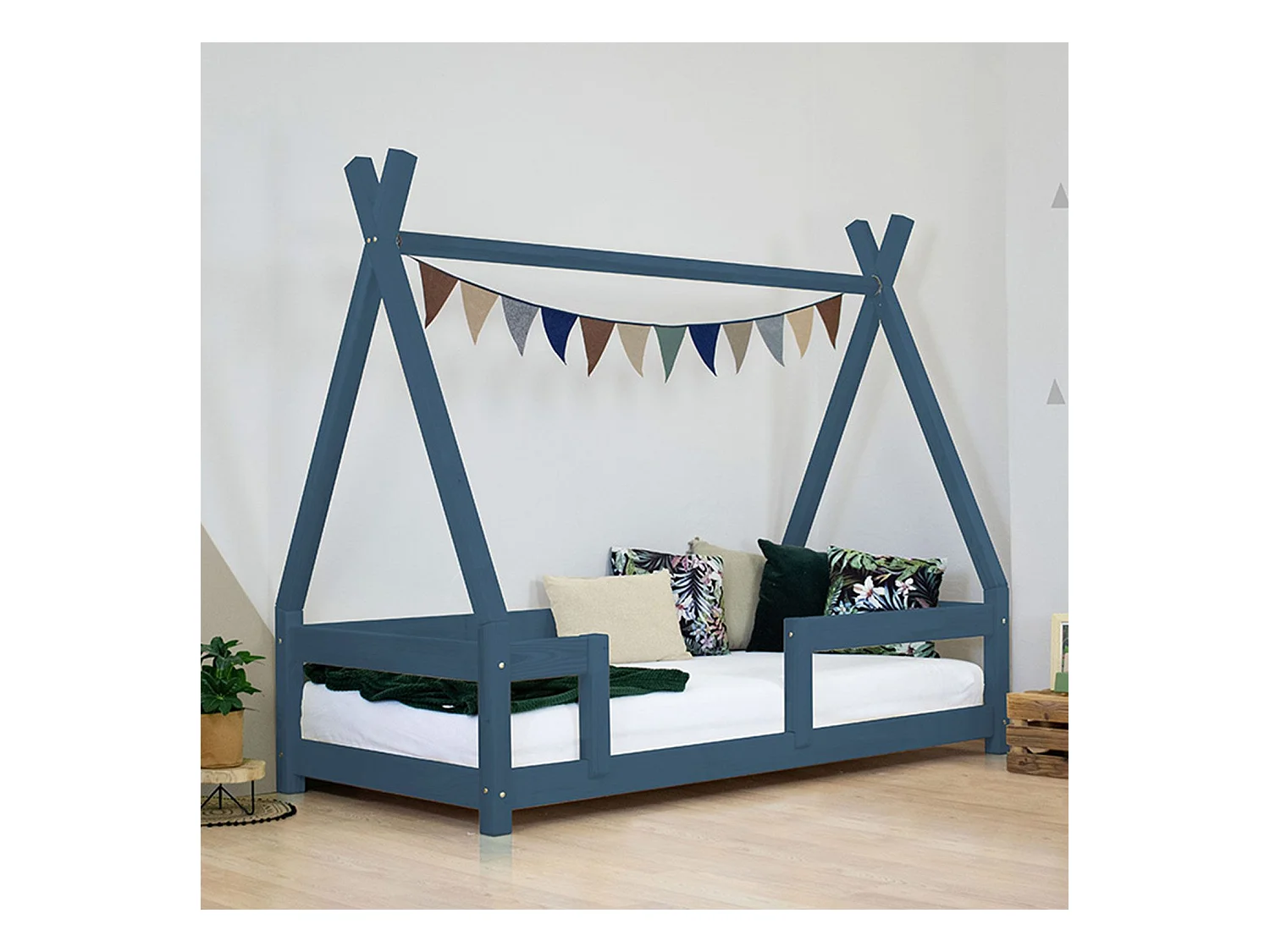Lit cabane enfant NAKANA 90 x 190 bleu marine