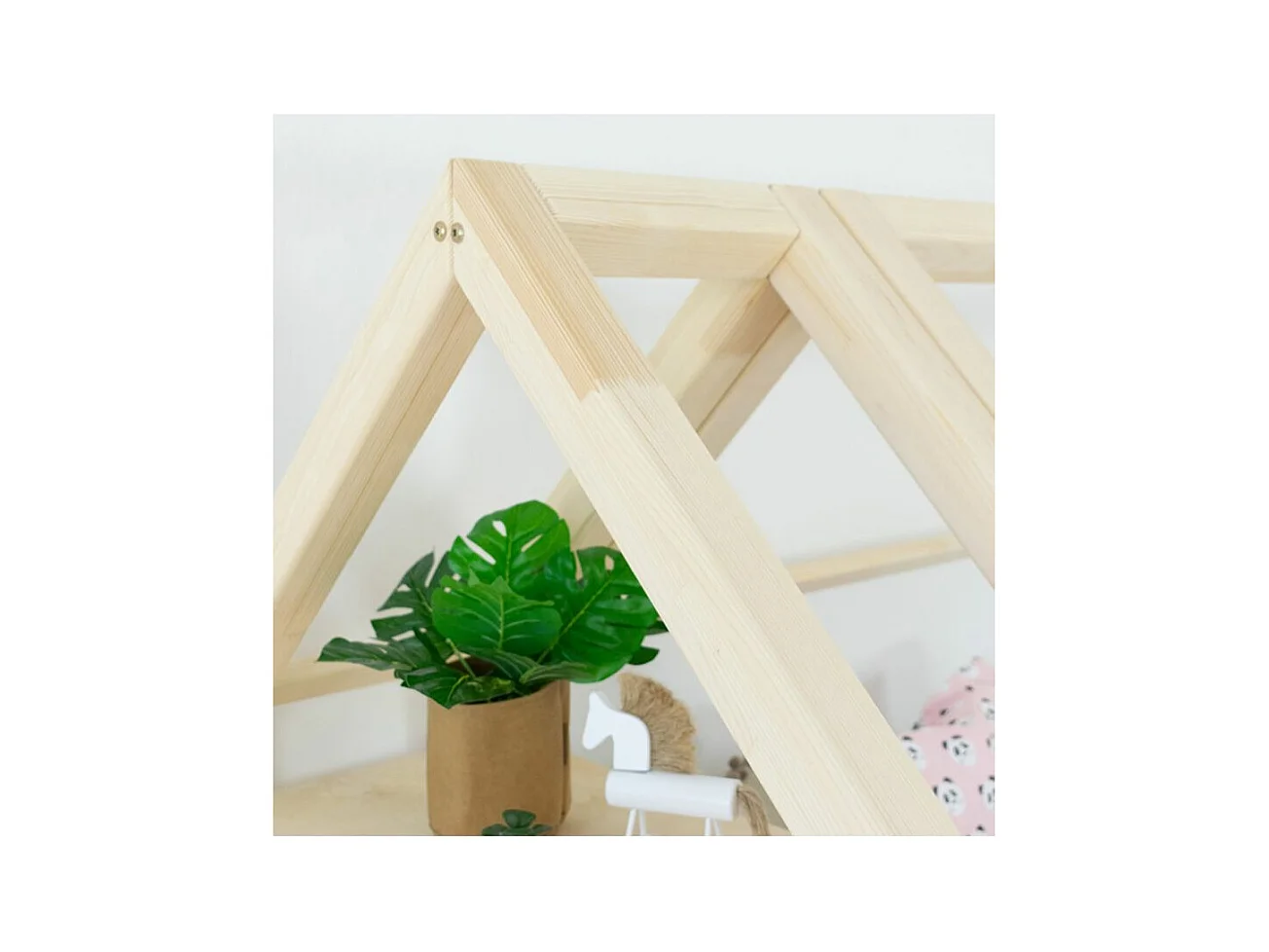 Lit cabane avec étagère 90 x 200 naturel