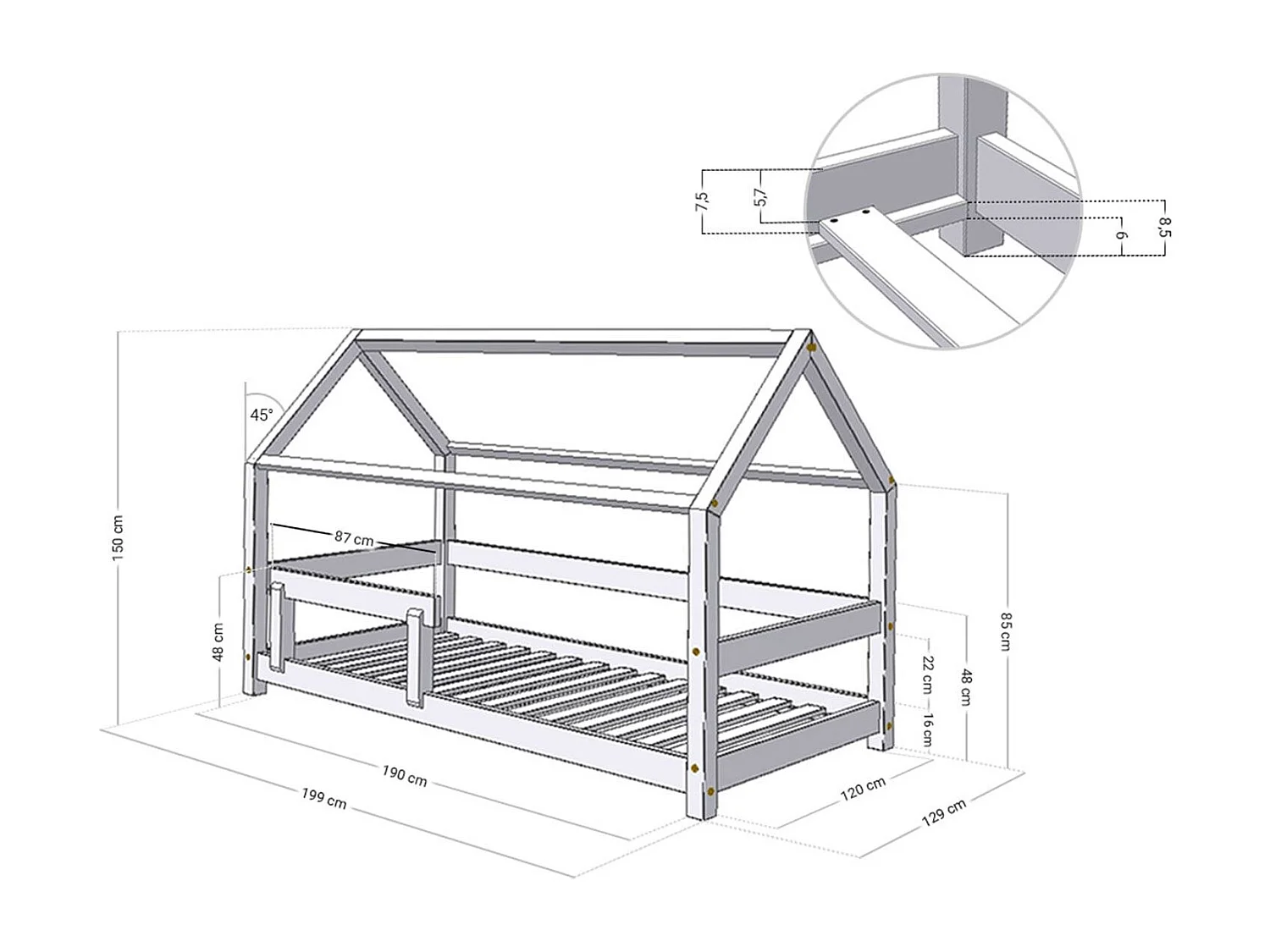 TERY kinderbed 120 x 190 lichtblauw