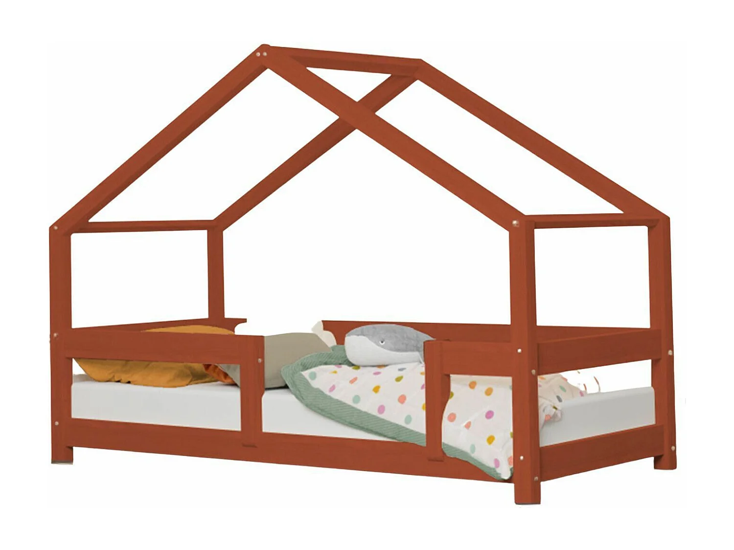 Lit cabane enfant LUCKY 90 x 200 rouge brique