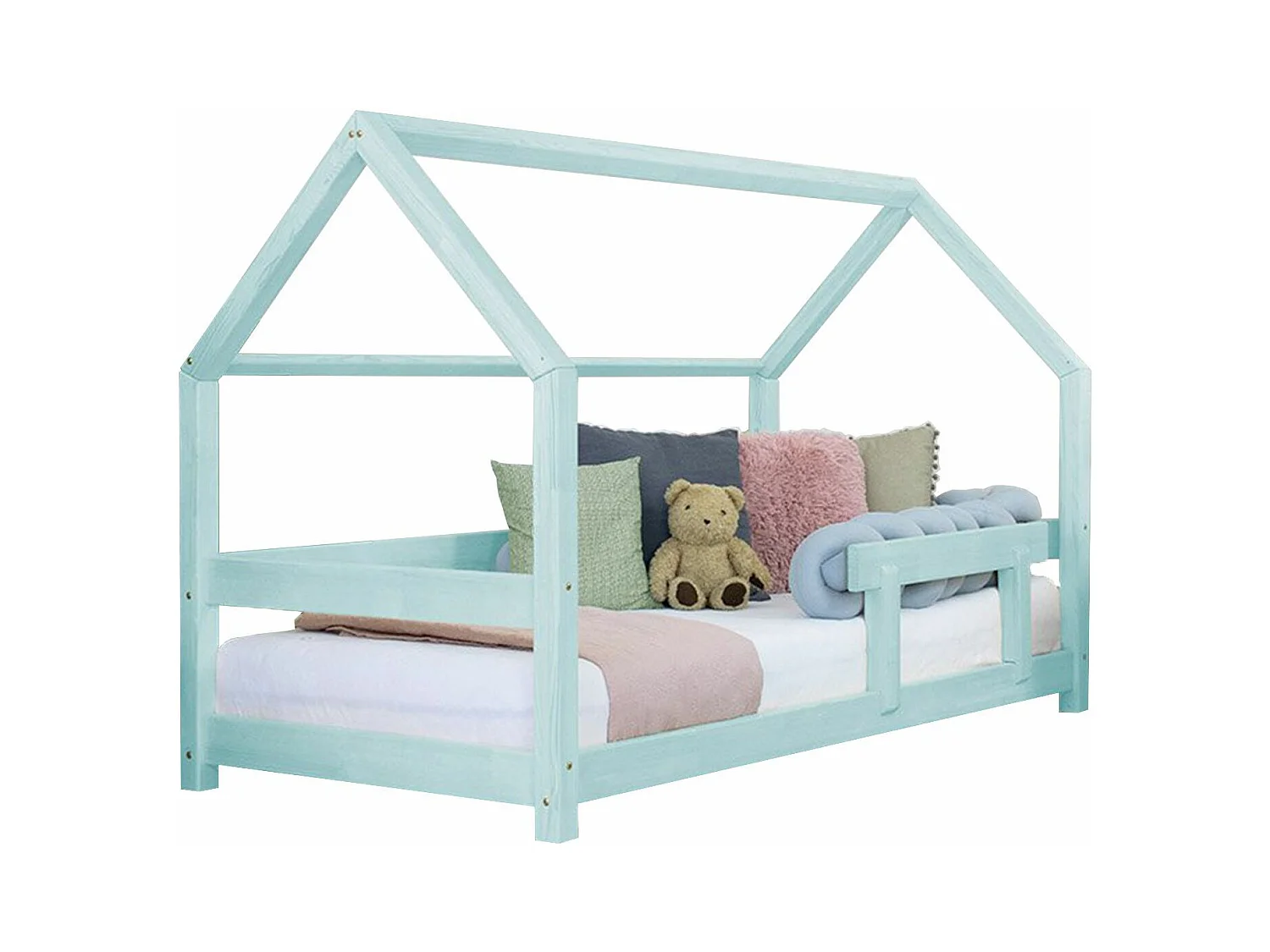 Lit cabane enfant TERY 140 x 200 bleu clair