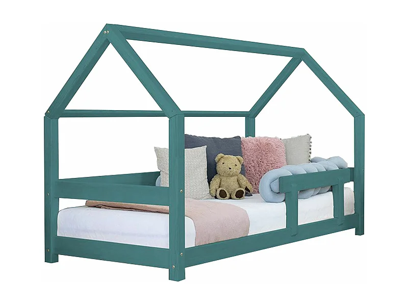 Lit cabane enfant TERY 90 x 190 vert pétrole