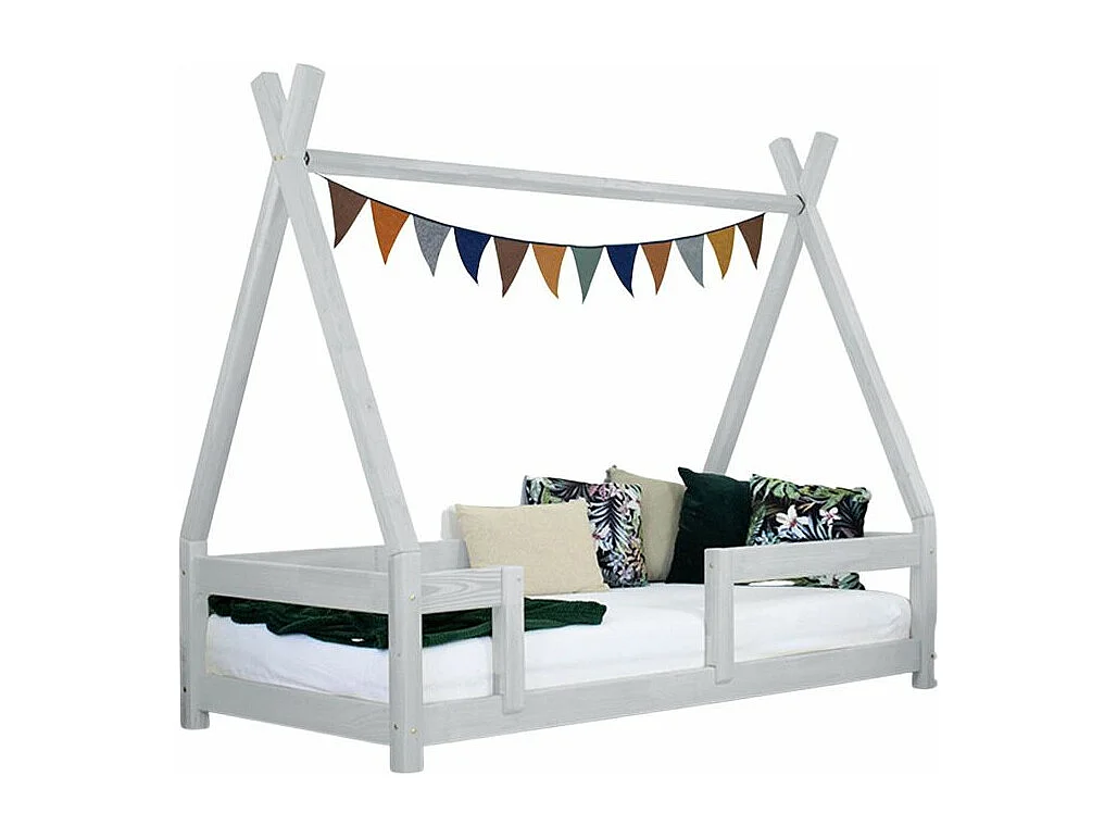Lit cabane enfant NAKANA 90 x 190 gris clair