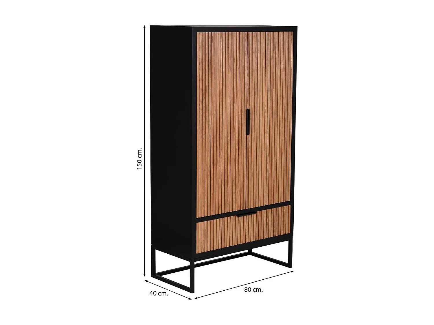 Armario 2 puertas madera y metal 80x40x150h cm