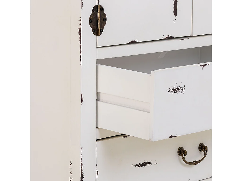 Armário em madeira com 4 gavetas e 2 portas, branco, 60x40x140h cm