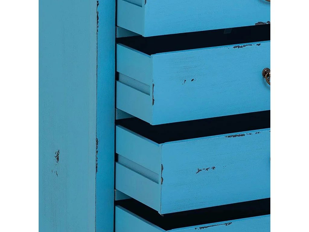 Armário em madeira com 4 gavetas e 2 portas em azul 60x40x140h cm