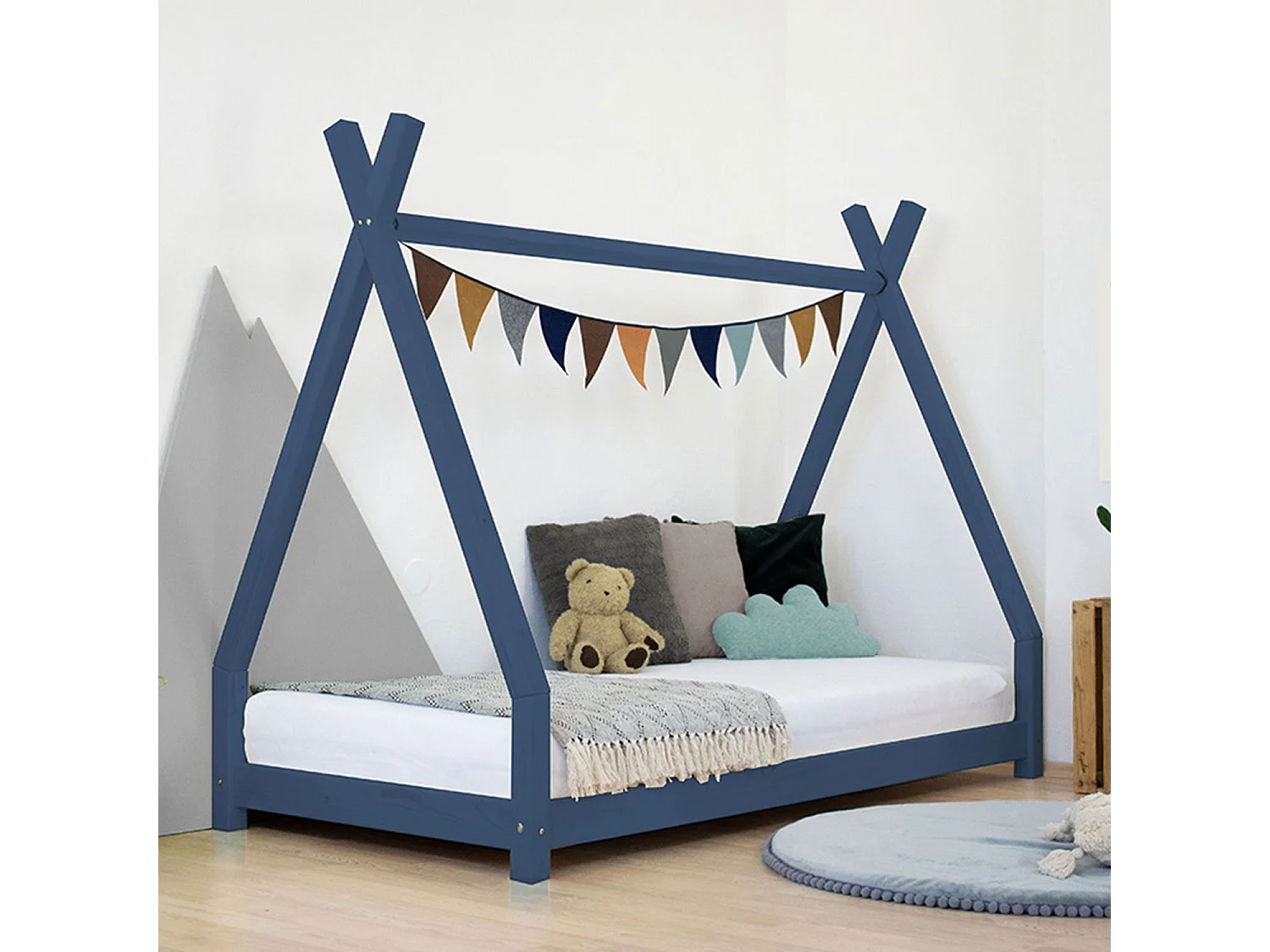 Lit tipi enfant NAKANA 80 x 180 bleu marine