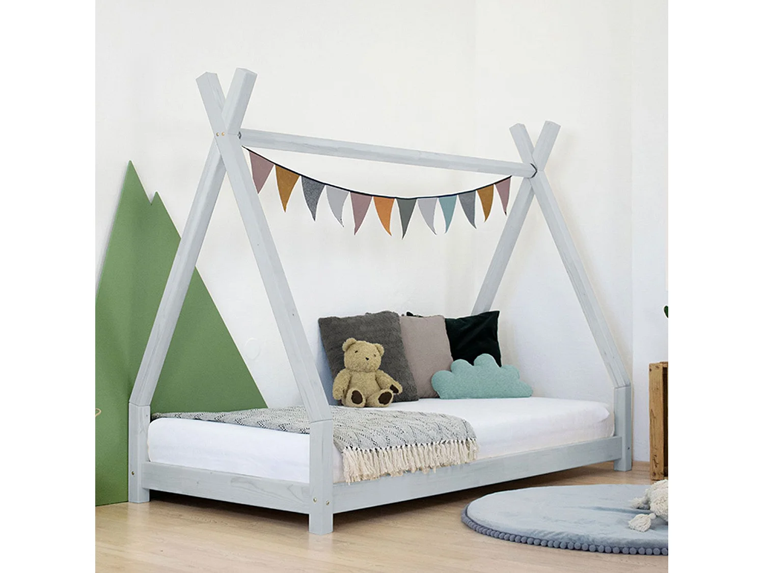 Lit tipi enfant NAKANA 120 x 180 gris clair
