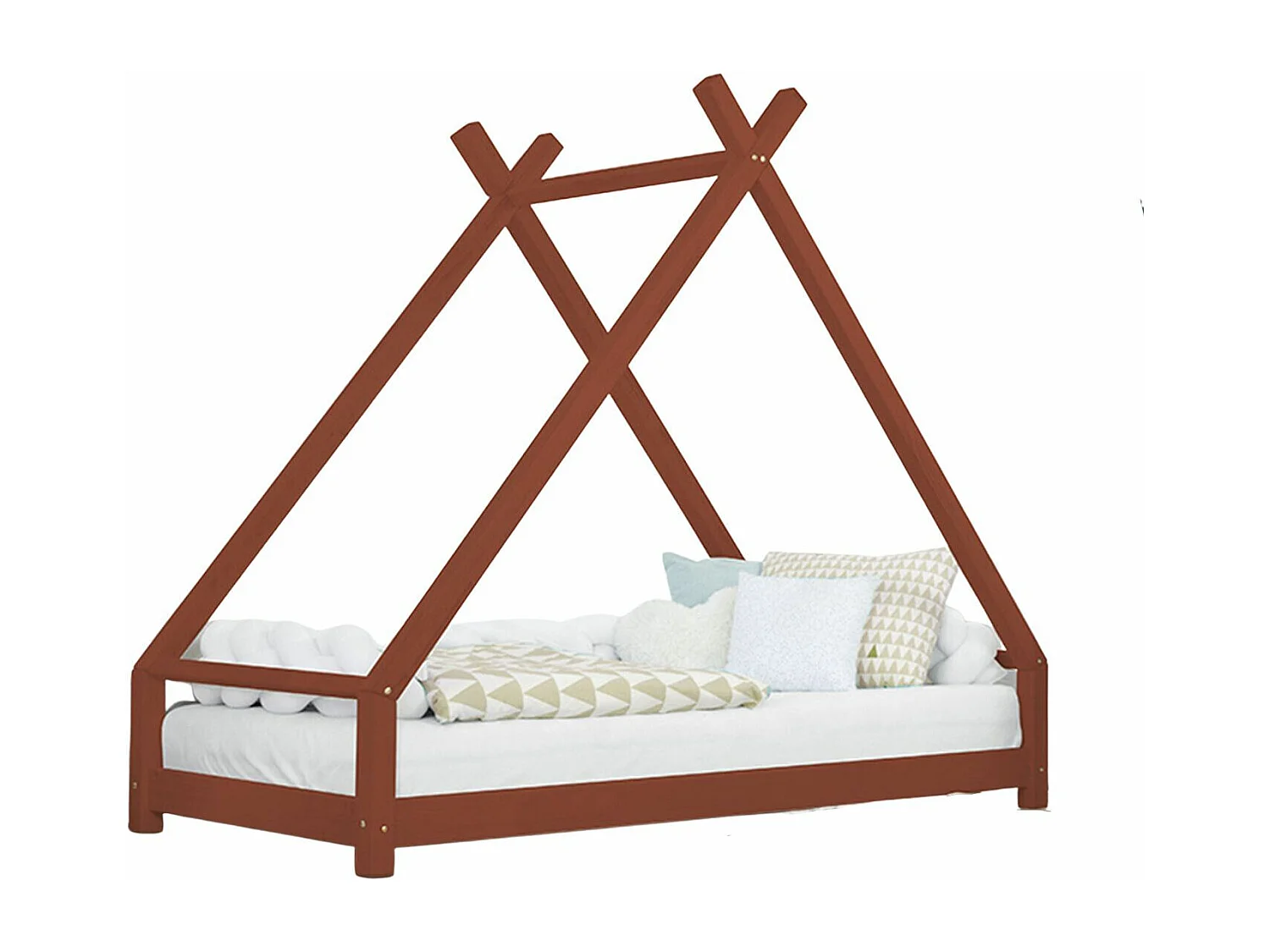 TAHUKA kinder tipi bed 120 x 200 baksteenrood