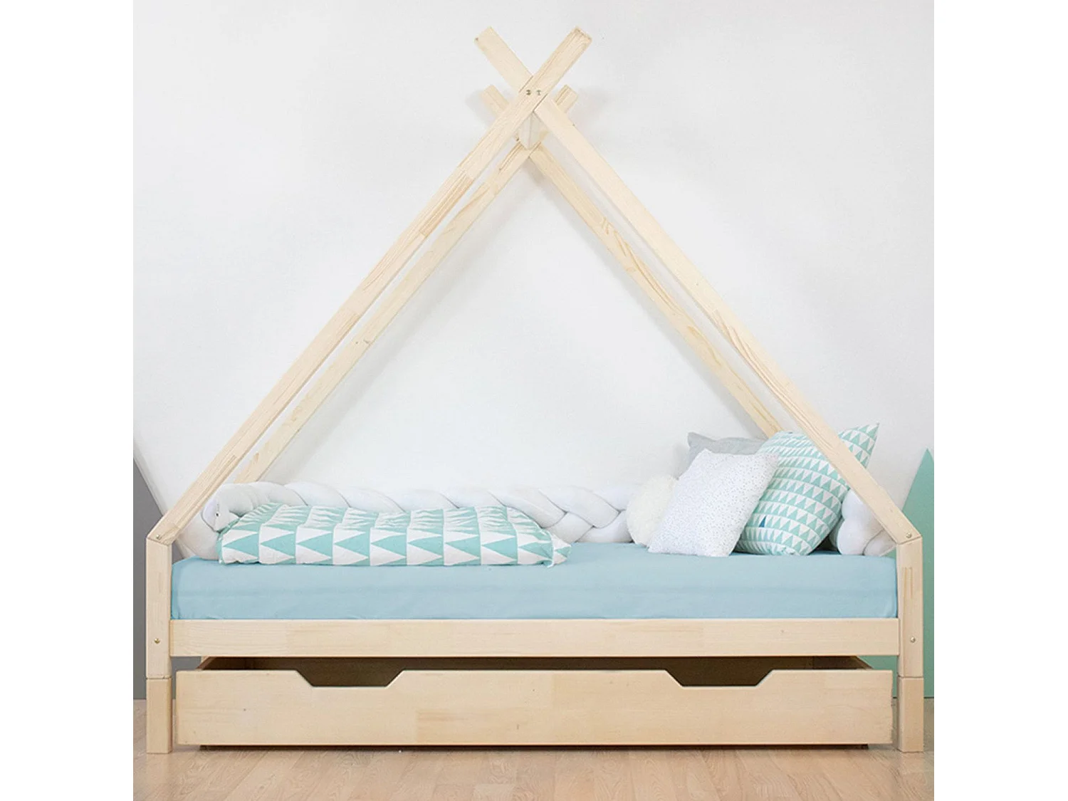Lit tipi enfant TAHUKA 80 x 180 bleu clair