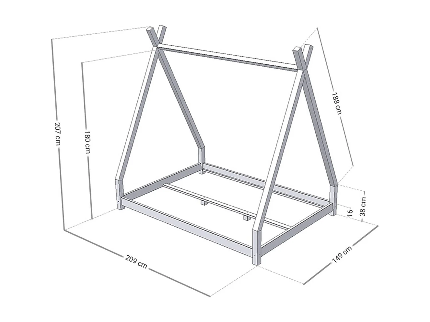 Lit tipi enfant NAKANA 140 x 200 beige