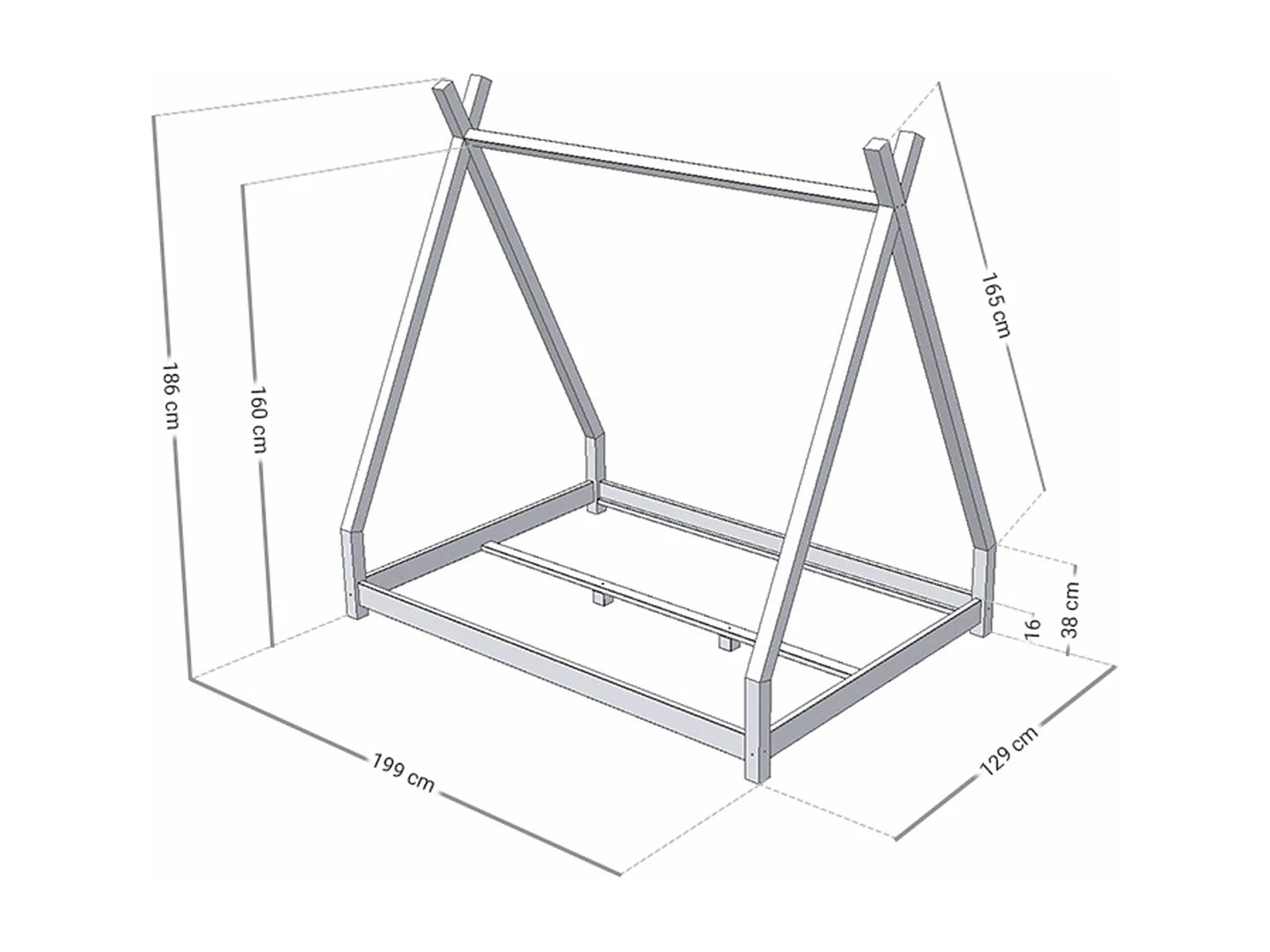 Lit tipi enfant NAKANA 120 x 190 vert pétrole