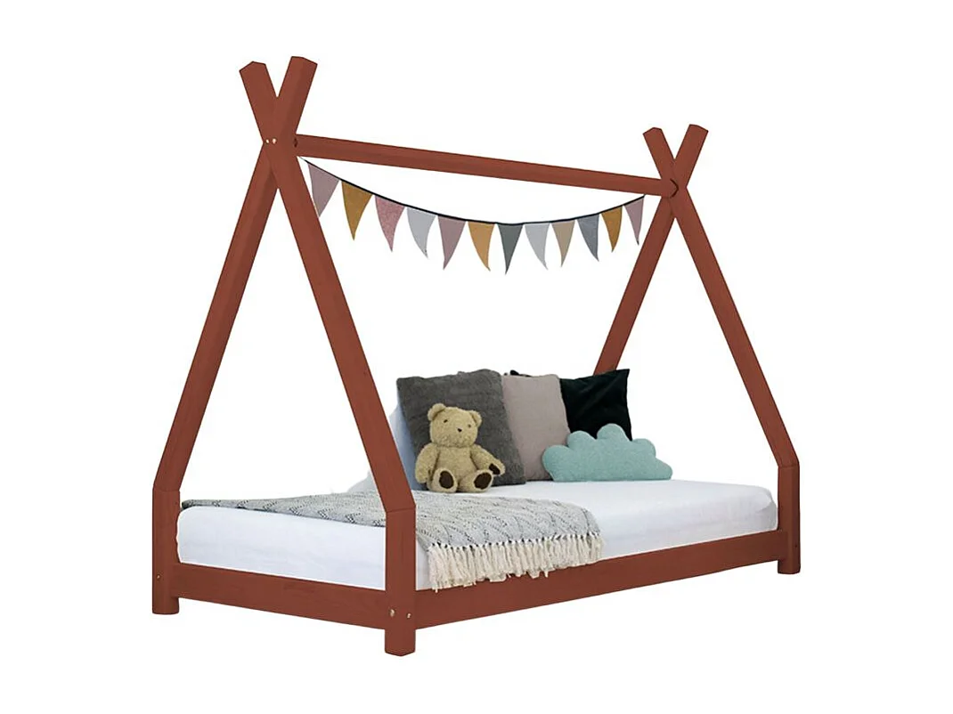 Lit tipi enfant NAKANA 80 x 180 rouge brique