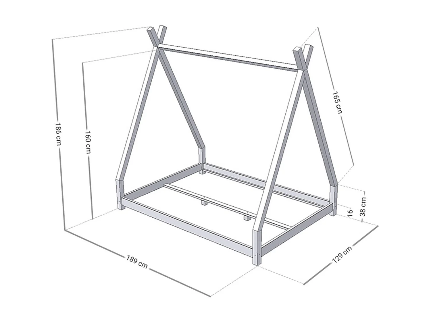 Lit tipi enfant NAKANA 120 x 180 vert sauge