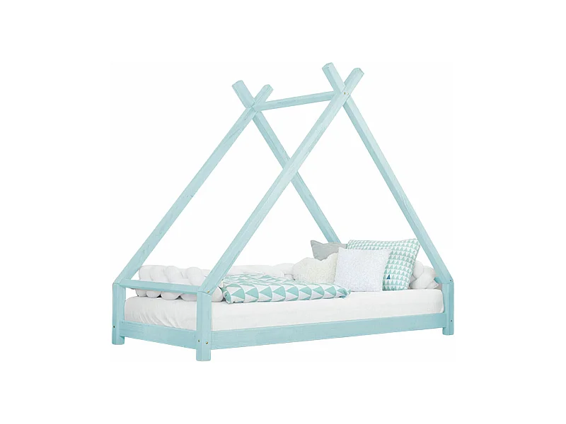Lit tipi enfant TAHUKA 90 x 200 bleu clair