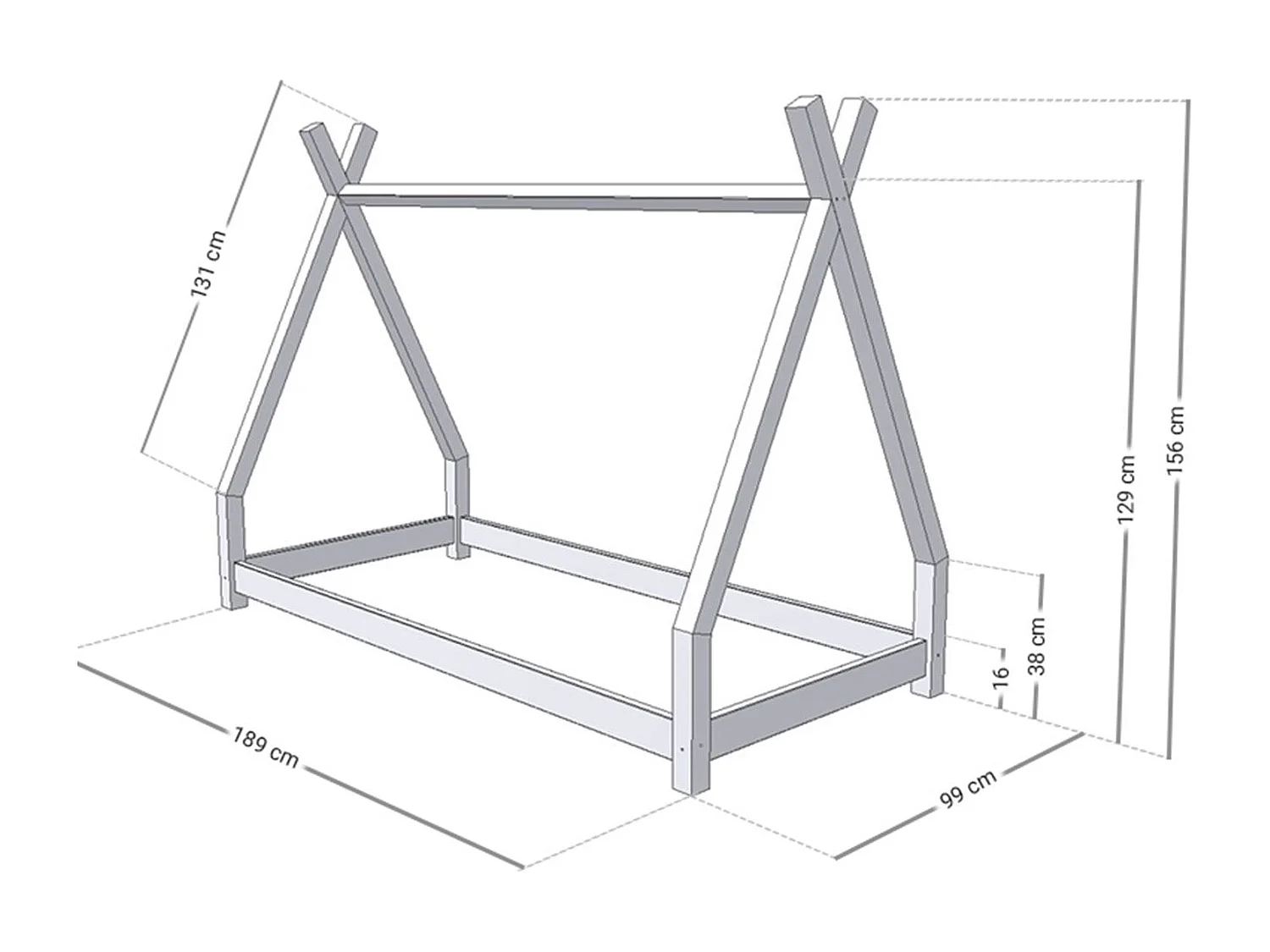 Lit tipi enfant NAKANA 90 x 180 beige
