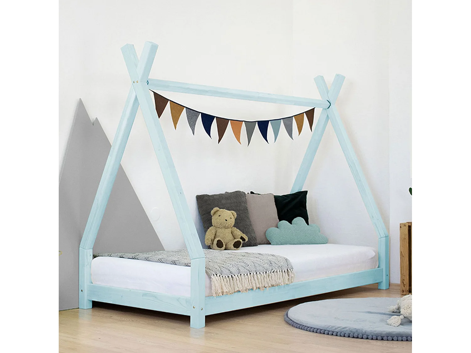 Lit tipi enfant NAKANA 90 x 180 bleu clair