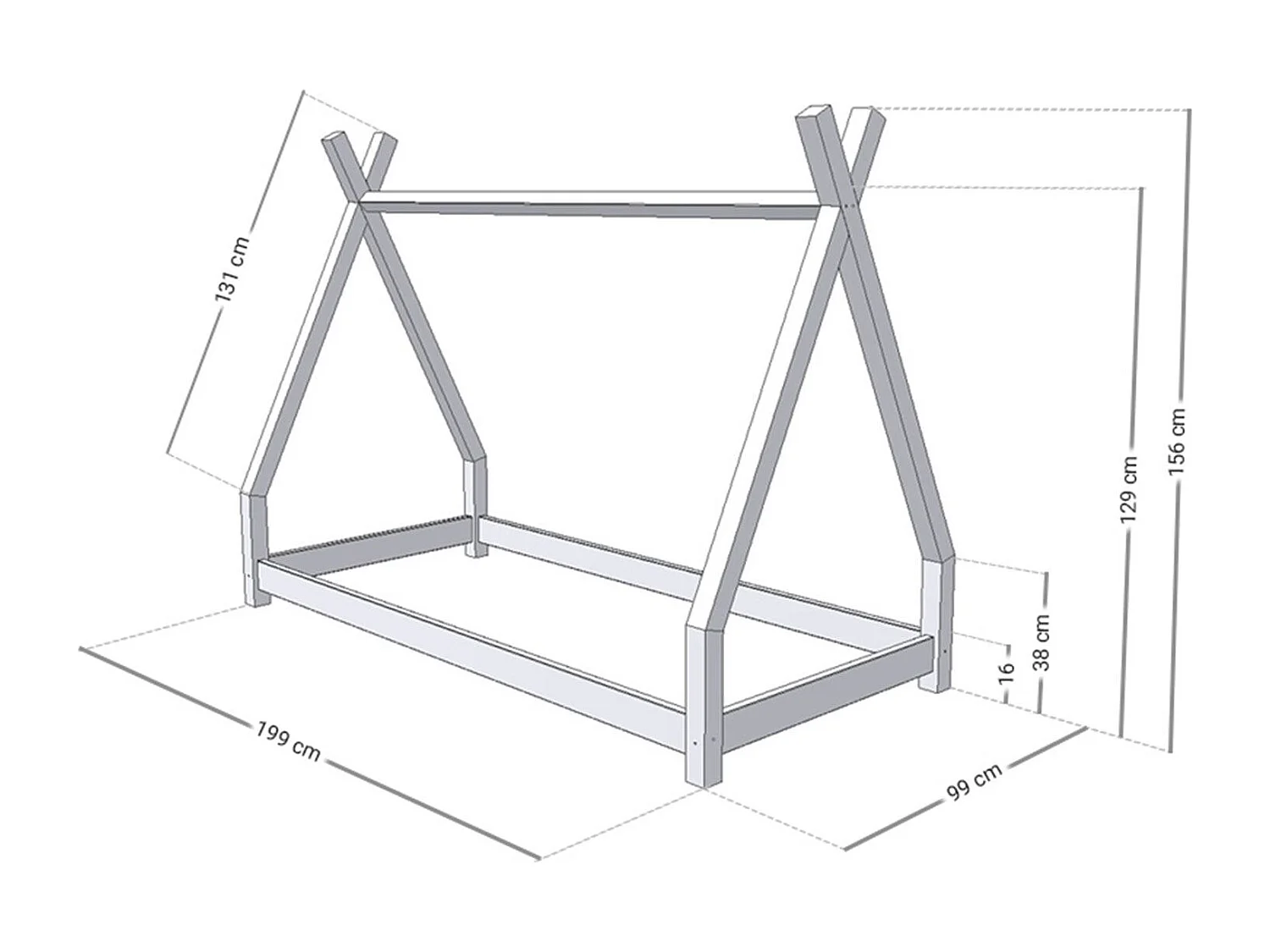 Lit tipi enfant NAKANA 90 x 190 bleu marine