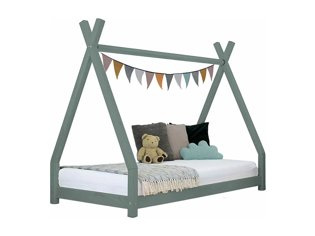 Lit tipi enfant NAKANA 120 x 190 vert sauge