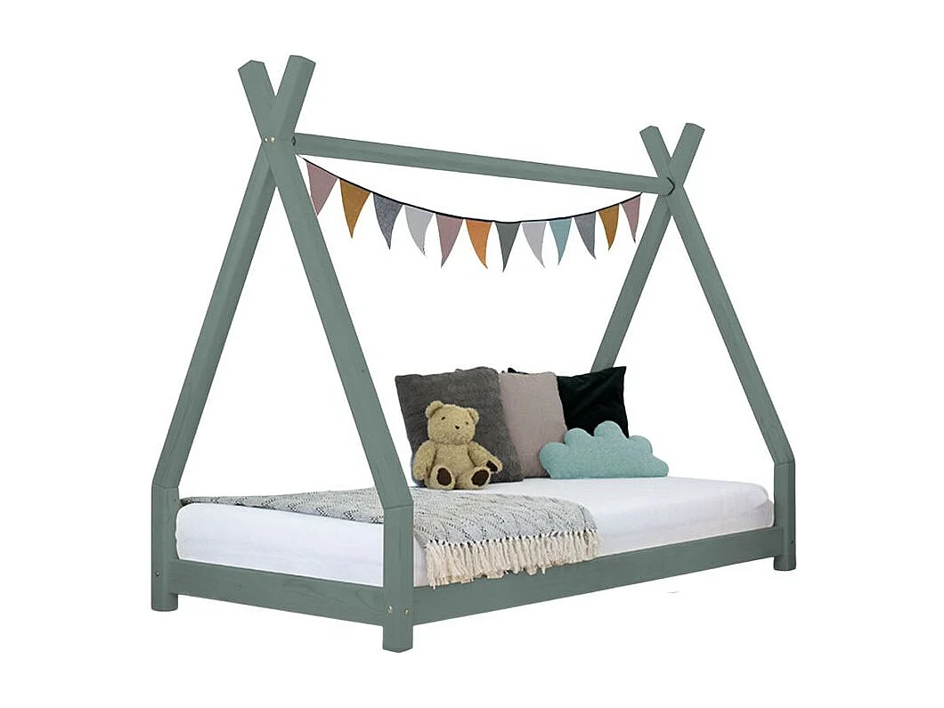 Lit tipi enfant NAKANA 90 x 180 vert sauge