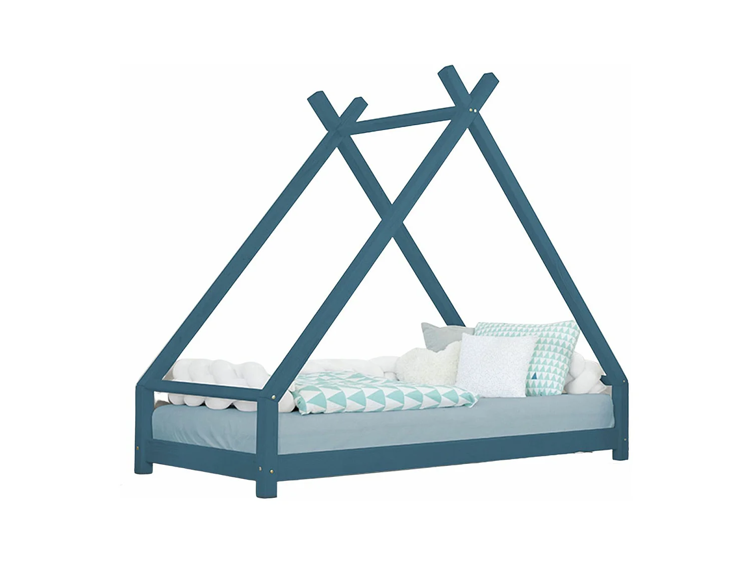 Lit tipi enfant TAHUKA 140 x 200 vert pétrole