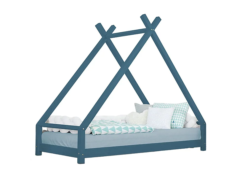Lit tipi enfant TAHUKA 90 x 190 vert pétrole