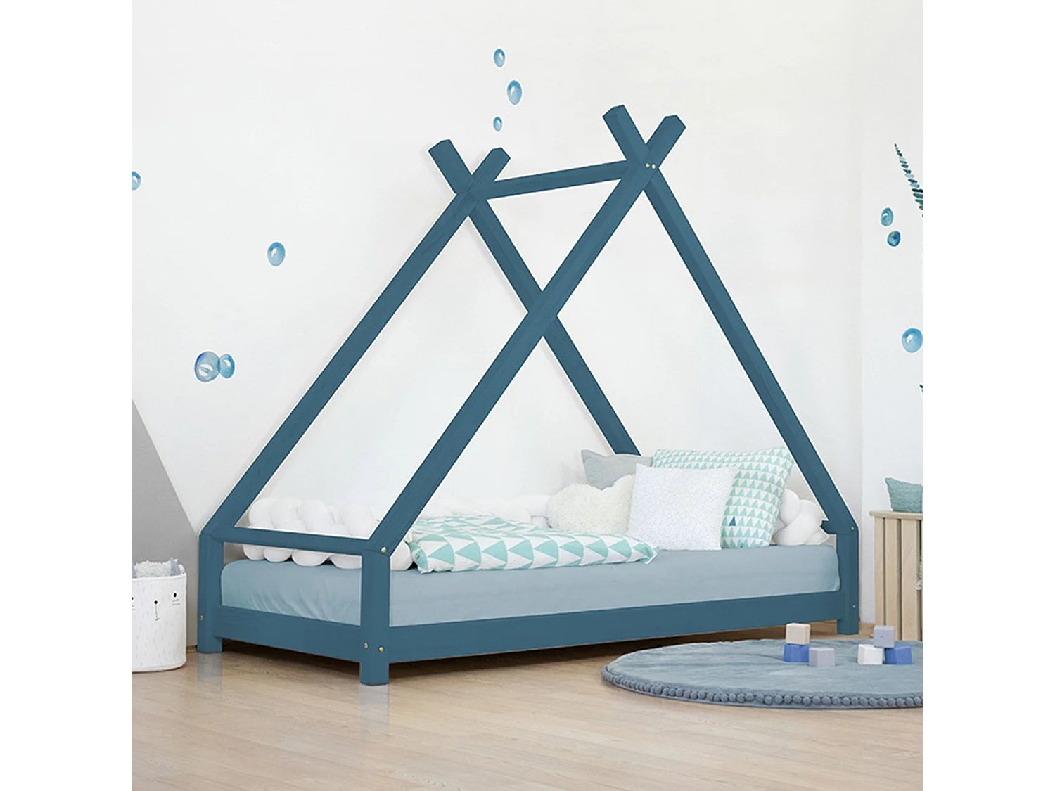 Lit tipi enfant TAHUKA 90 x 180 vert pétrole