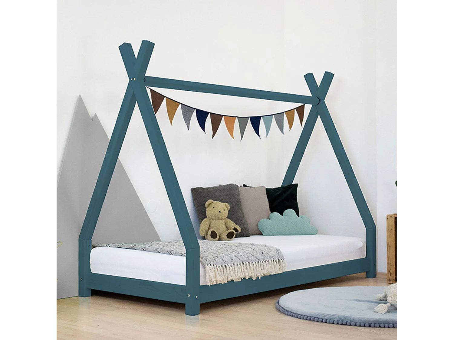 Lit tipi enfant NAKANA 120 x 200 vert pétrole