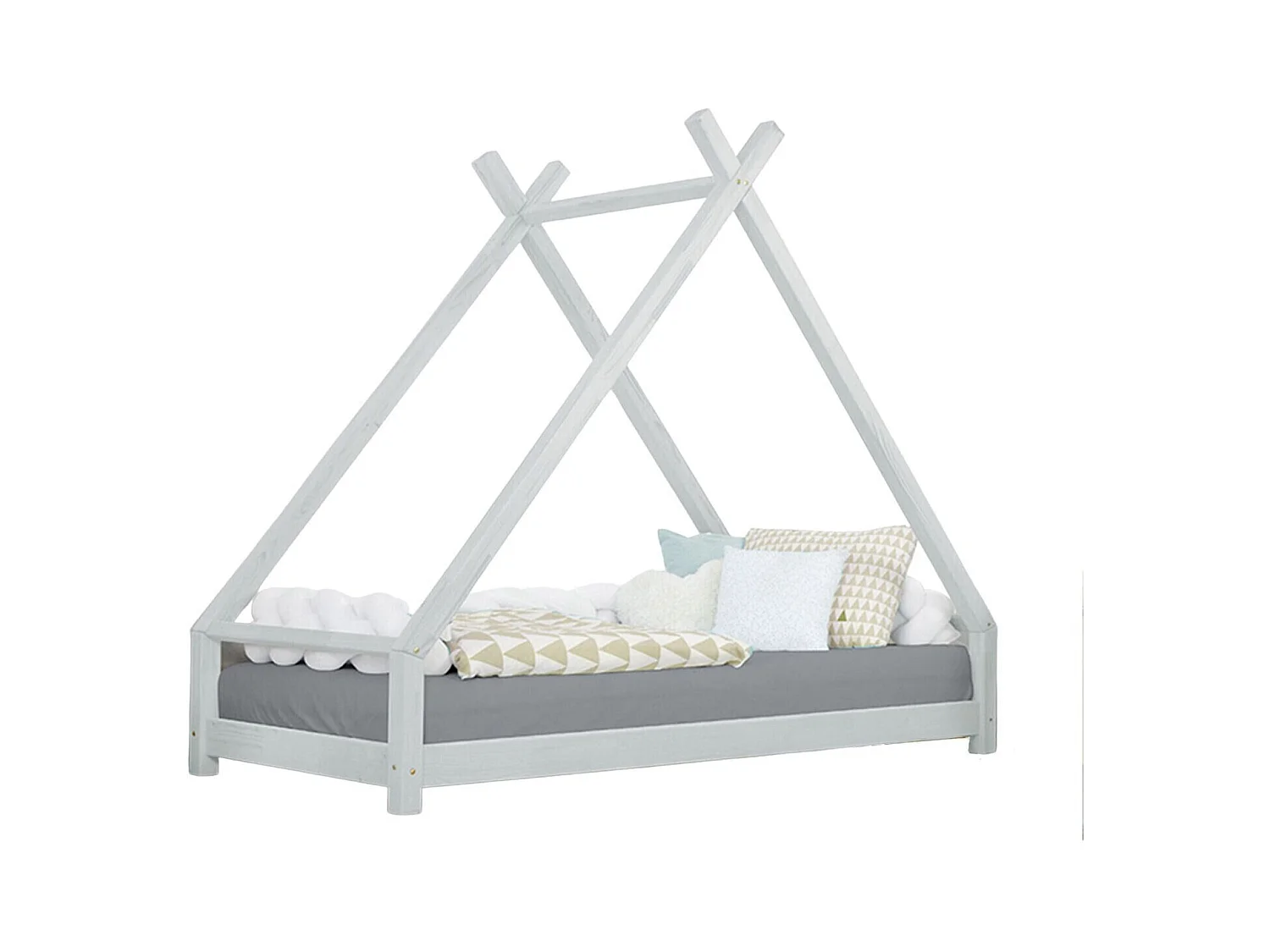 Lit tipi enfant TAHUKA 90 x 180 gris clair