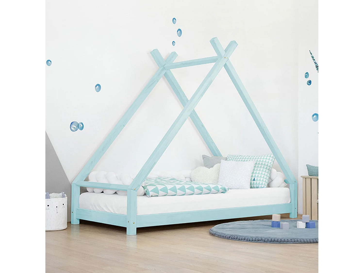 TAHUKA kinder tipi bed 90 x 190 lichtblauw