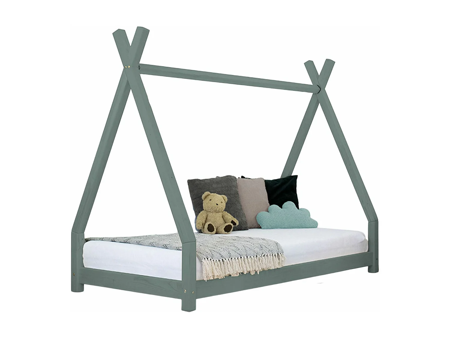 Lit tipi enfant NAKANA 80 x 160 vert sauge