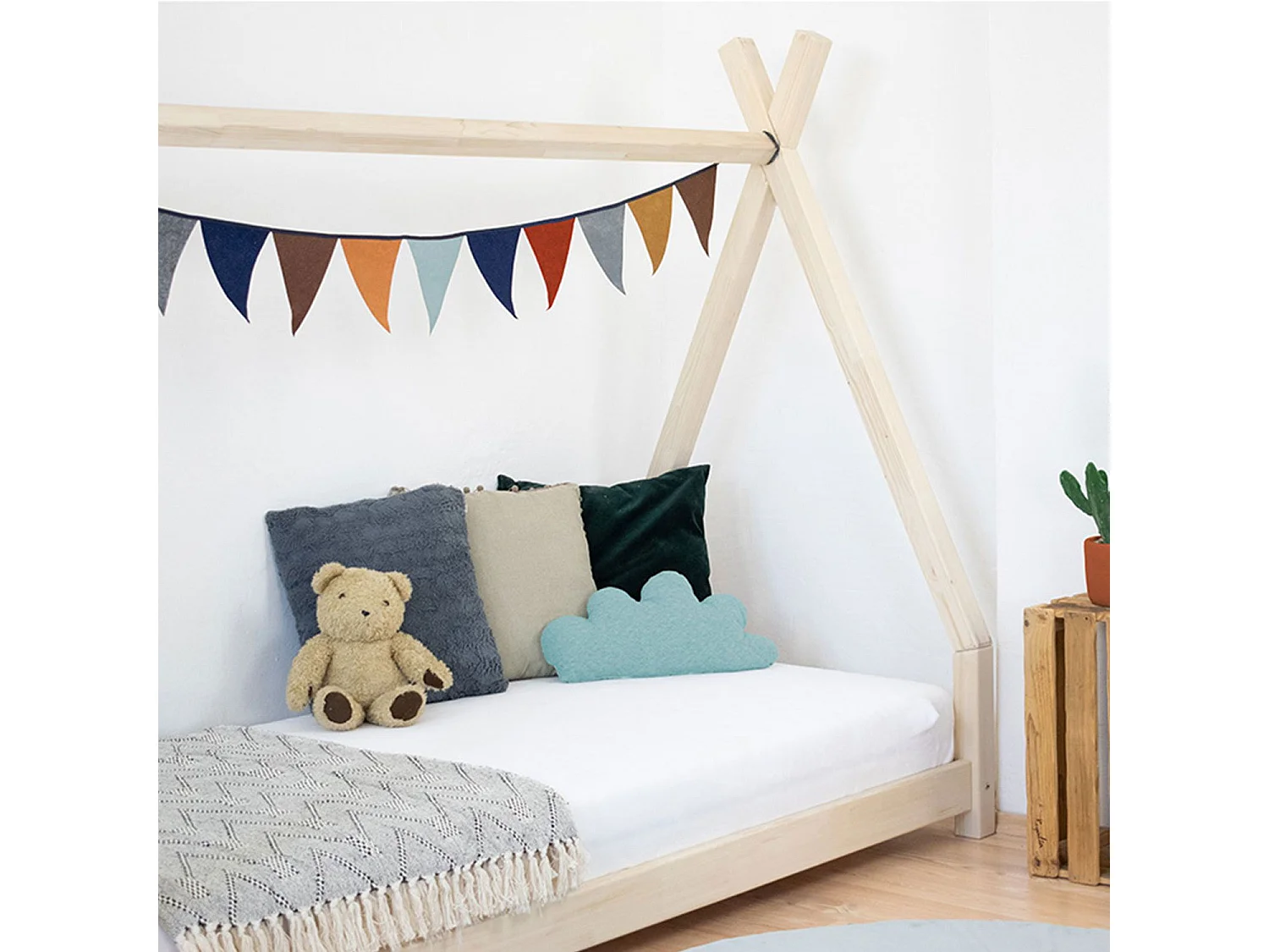 Lit tipi enfant NAKANA 80 x 160 vert sauge