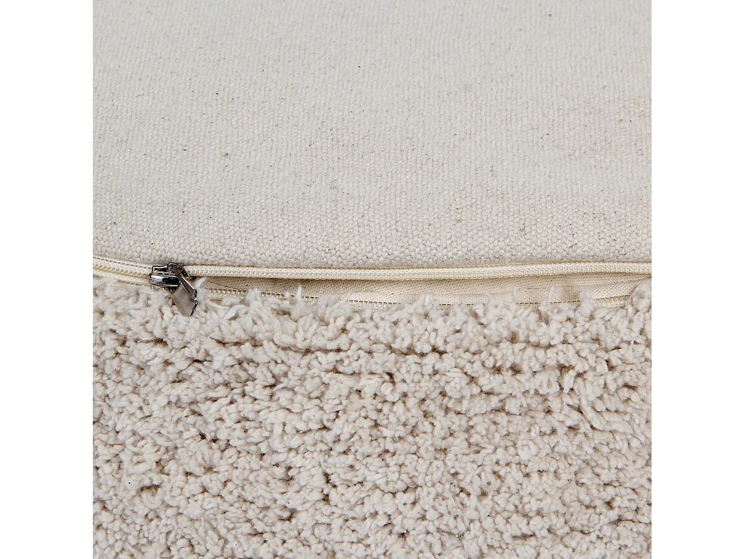 Pouf beige en coton 50 x 50 x 20 cm