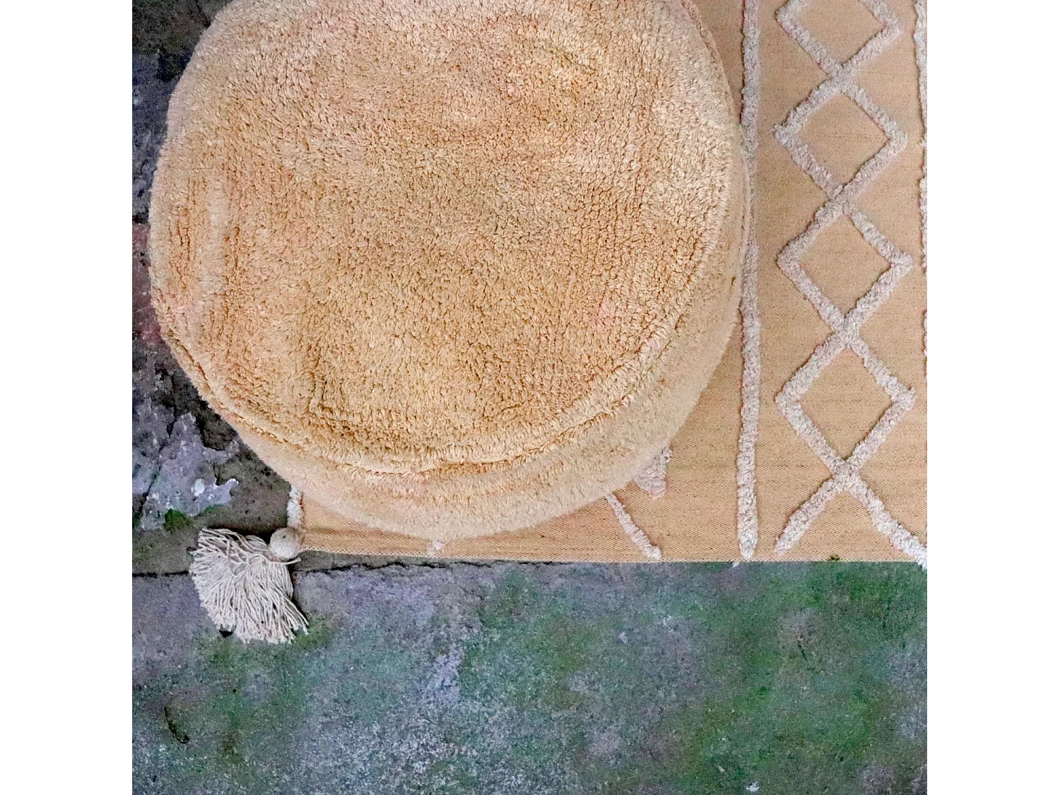 Pouf miel en coton 50 x 50 x 20 cm