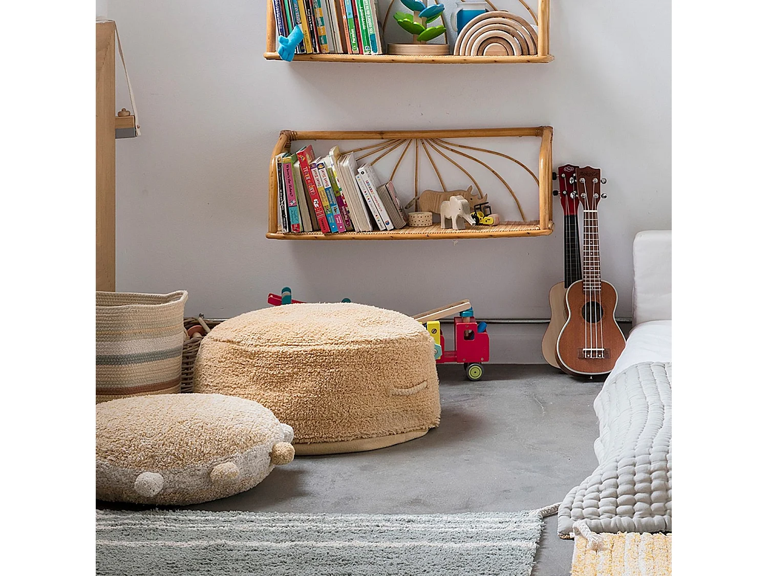 Pouf miel en coton 50 x 50 x 20 cm