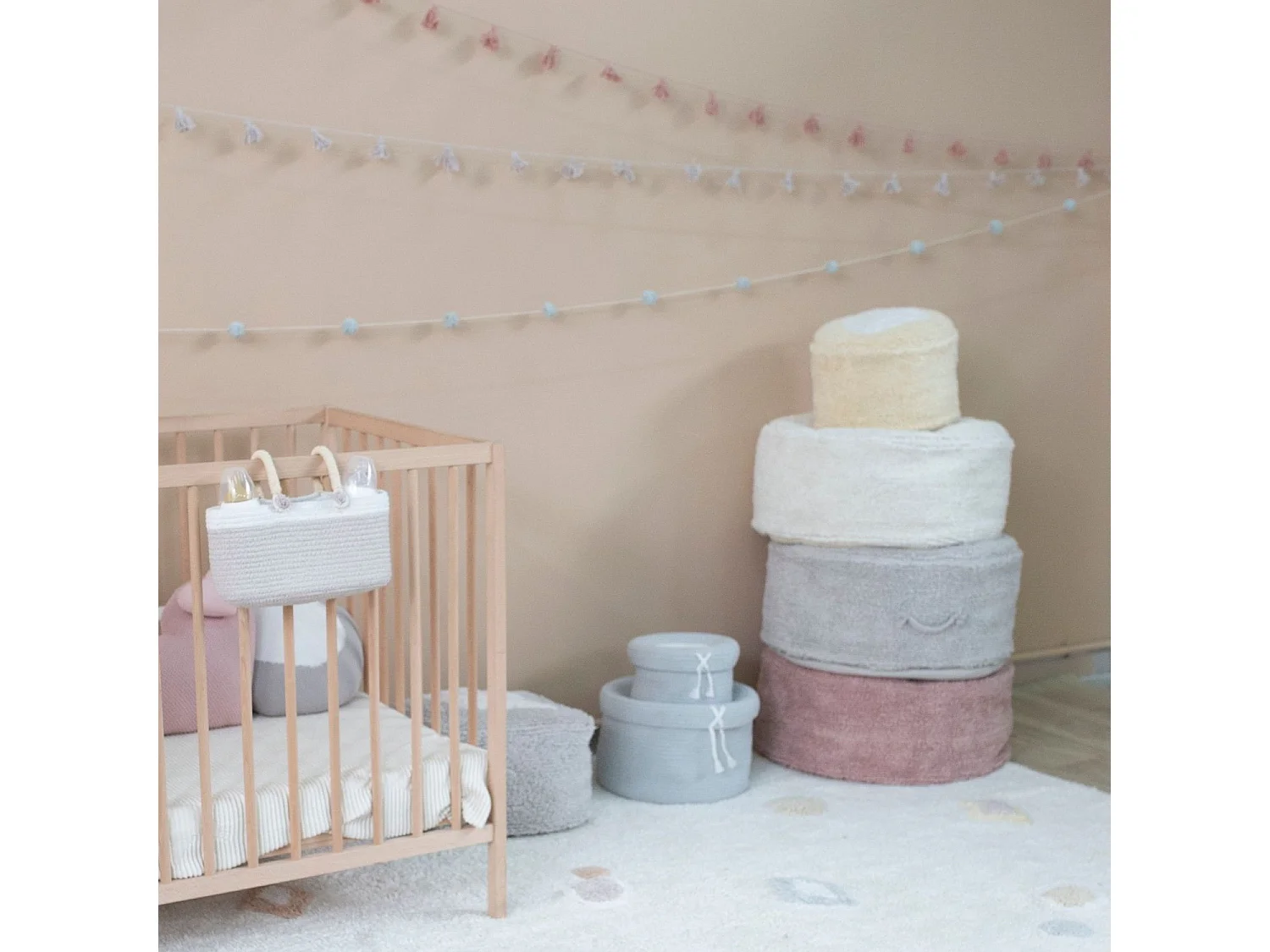 Pouf ivoire en coton 50 x 50 x 20 cm