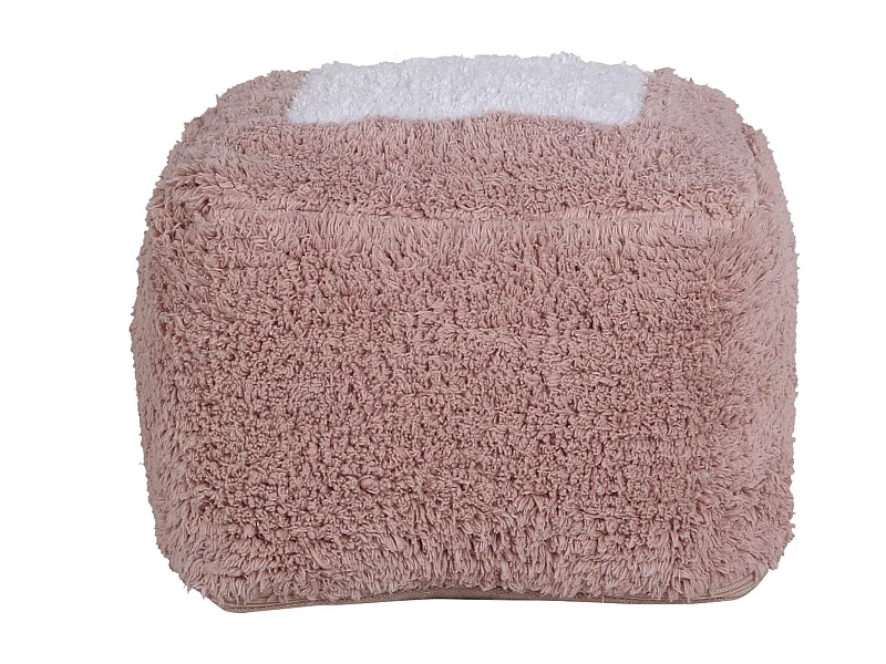 Pouf rectangulaire en coton marron 18 x 30 x 39 cm