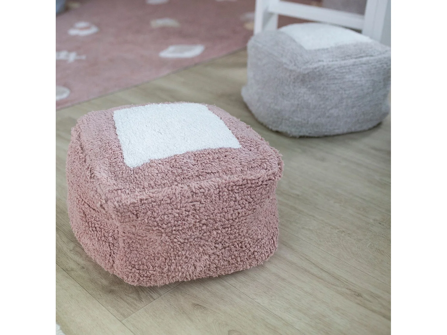 Pouf rectangulaire en coton marron 18 x 30 x 39 cm