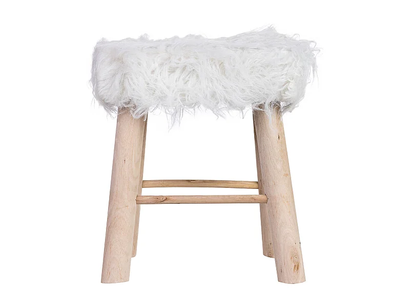 Sgabello in legno rivestito in tessuto bianco 37x26x43h cm